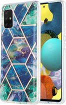 Voor Samsung Galaxy A51 5G 3D Electroplating Marble Pattern TPU beschermhoes (blauwgroen)