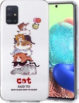 Voor Samsung Galaxy A51 5G Lichtgevende TPU zachte beschermhoes (katten)