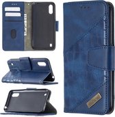 Voor Samsung Galaxy A01 Bijpassende kleur Krokodiltextuur Horizontale flip PU lederen tas met portemonnee & houder & kaartsleuven (blauw)