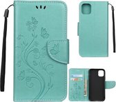 Voor iPhone 11 Pro Max Butterfly Flower Pattern Horizontale Flip Leather Case met houder & kaartsleuven & portemonnee (groen)