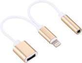 10cm 8-pins vrouwelijk en 3,5 mm audio-vrouwelijk naar 8-pins mannelijke opladeradapterkabel voor iPhone 7 & 7 Plus, iPhone 6s & 6s Plus, iPhone 6 & 6 Plus, ondersteuning voor iOS 10.3.1 (gou