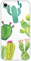 Voor iPhone SE (2020) schokbestendig geverfd transparant TPU beschermhoes (cactus)