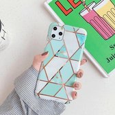 Voor iPhone 11 Pro Max Plating Kleurrijk Geometrisch Patroon Mozaïek Marmer TPU Mobiele Telefoon Case (Groen PJ2)