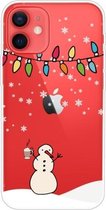 Christmas Series Clear TPU beschermhoes voor iPhone 12/12 Pro (Milk Tea Snowman)