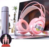 YINDIAO Q3 USB + dubbele 3,5 mm bekabelde e-sports gaming-headset met microfoon en RGB-licht, kabellengte: 1,67 m (roze)