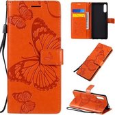 Voor Sony Xperia L4 3D Vlinders Embossing Patroon Horizontale Flip Leren Case met Houder & Kaartsleuf & Portemonnee (Oranje)