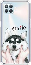 Voor OPPO F17 / A73 (2020) / Reno4 F Gekleurde tekening Clear TPU Cover Beschermende hoesjes (Pinch Face Dog)