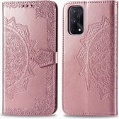 Voor OPPO Realme X7 Reliëf Mandala Patroon TPU + PU Horizontale Flip Leren Case met Houder & Drie Kaartsleuven & Portemonnee (Rose Goud)