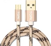 TOPK AN09 Micro USB Opladen + Transmissie Aluminiumlegering Tijgertextuur Nylon Gevlochten Datakabel (Goud)