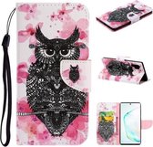 Voor Samsung Galaxy Note 10 Pro / 10 Plus Gekleurd tekeningpatroon Horizontaal Flip TPU + PU lederen tas met houder & kaartsleuven & portemonnee & lanyard (uil)