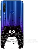 Voor Huawei Honor 20 Lite Gekleurd tekeningpatroon Zeer transparant TPU-beschermhoes (zwart-witte rat)