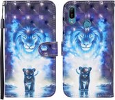 Voor Huawei Y6 (2019) / Honor 8A 3D Geschilderd Patroon Horizontale Flip Leren Case met Houder & Portemonnee & Kaartsleuf & Lanyard (Leeuw)