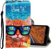 Voor Xiaomi Redmi 7A 3D Gekleurde Tekening Horizontale Flip PU Lederen Case met Houder & Kaartsleuven & Portemonnee (Onderwater Kat)