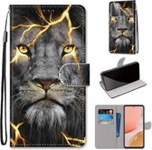 Voor Samsung Galaxy A72 5G Gekleurde Tekening Cross Textuur Horizontale Flip PU Lederen Case met Houder & Kaartsleuven & Portemonnee & Lanyard (Fission Lion)