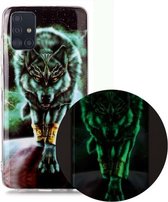 Voor Samsung Galaxy A51 Lichtgevende TPU zachte beschermhoes (woeste Wolf)