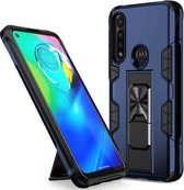 Voor Motorola Moto G Power Soldier Armor Schokbestendig TPU + PC Magnetische beschermhoes met houder (blauw)