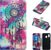 Gekleurde tekening marmer patroon horizontale flip PU lederen tas met houder & kaartsleuven & portemonnee voor Galaxy A20 / A30 (vlinder windgong)