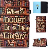 Voor Amazon Kindle Fire HD 10 Gekleurde tekening Stiksels Horizontale flip lederen tas, met houder en kaartsleuven (bibliotheek)