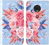 Voor Motorola Moto G7 Power (Europese versie) 3D-schilderij Gekleurd tekeningpatroon Horizontaal Flip TPU + PU-lederen hoes met houder & kaartsleuven & portemonnee & lanyard (gekleurde bloeme