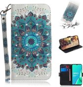 Voor OPPO A5 2020 3D Gekleurde Tekening Horizontale Flip Lederen Case met Houder & Kaartsleuven & Portemonnee & Lanyard (Pauw Krans)