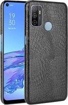 Voor OPPO A53 2020 / A32 2020 schokbestendige krokodiltextuur pc + PU-hoes (zwart)