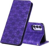 Voor OPPO Reno4 5G Lucky Flowers Embossing Pattern Magnetische horizontale flip lederen tas met houder & kaartsleuven (paars)