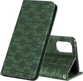 Voor OPPO Realme 7 Pro Lucky Flowers Embossing Pattern Magnetische horizontale flip lederen tas met houder & kaartsleuven (donkergroen)