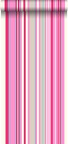 behang strepen roze en turquoise - 116531 van ESTAhome