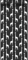 ESTAhome behang giraffen zwart wit - 139062 - 0.53 x 10.05 m