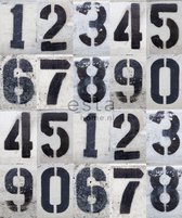 ESTAhome fotobehang street map numbers zwart en wit - 157710 - 232,5 x 279 cm
