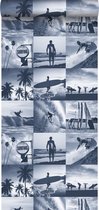 ESTAhome behang foto's van surfers donkerblauw - 138954 - 0.53 x 10.05 m
