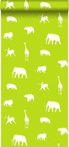 ESTAhome behang dieren limegroen - 137336 - 53 cm x 10,05 m
