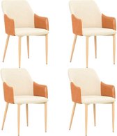 Medina Eetkamerstoelen 4 st stof bruin en crème