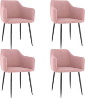 Medina Eetkamerstoelen 4 st fluweel roze