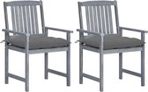 Medina Regisseursstoelen 2 st met kussens massief acaciahout grijs