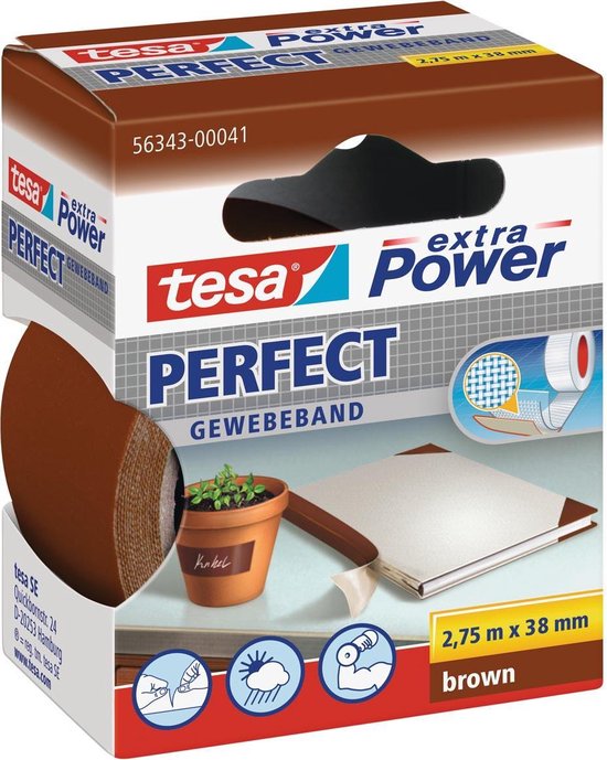 tesa PERFECT 56343-00041-03 Textieltape tesa extra Power Bruin (l x b) 2.75 m x 38 mm 1 stuk(s) - Tesa