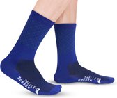 Fietssokken - Ruit print - Blauw - Maat 39 tot 45+ - Snelle Sokken - Vrolijke wielrensokken - Wielersokken - Mountainbikesokken - MTB Sokken - Hoogwaardig Nylon - Ademend - Anti zw