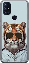 OnePlus Nord N10 5G hoesje siliconen - Tijger wild | OnePlus Nord N10 5G case | blauw | TPU backcover transparant