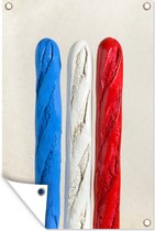 Muurdecoratie Frans stokbrood in de vorm van de Franse vlag - 120x180 cm - Tuinposter - Tuindoek - Buitenposter