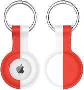 Apple AirTag Sleutelhanger Siliconen Bescherm Hoes Rood Wit