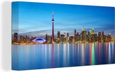 Canvas Schilderij Skyline van het Noord-Amerikaanse Toronto in Canada in de avond - 40x20 cm - Wanddecoratie