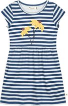 Smitten Organic - Gestreepte jersey Evase-jurk met madeliefjesprint