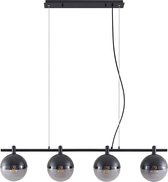 Lucande - hanglamp - 4 lichts - glas, metaal - E27 - helder, zwart