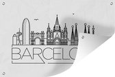 Tuinposter - Tuindoek - Tuinposters buiten - Skyline "Barcelona" zwart op wit - 120x80 cm - Tuin
