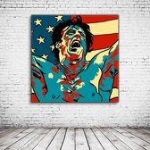 Pop Art Rocky Acrylglas - 100 x 100 cm op Acrylaat glas + Inox Spacers / RVS afstandhouders - Popart Wanddecoratie