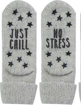 Homesocks Antislip sokken met ABS - Love It / warm days met antislip lichtgrijs - 38