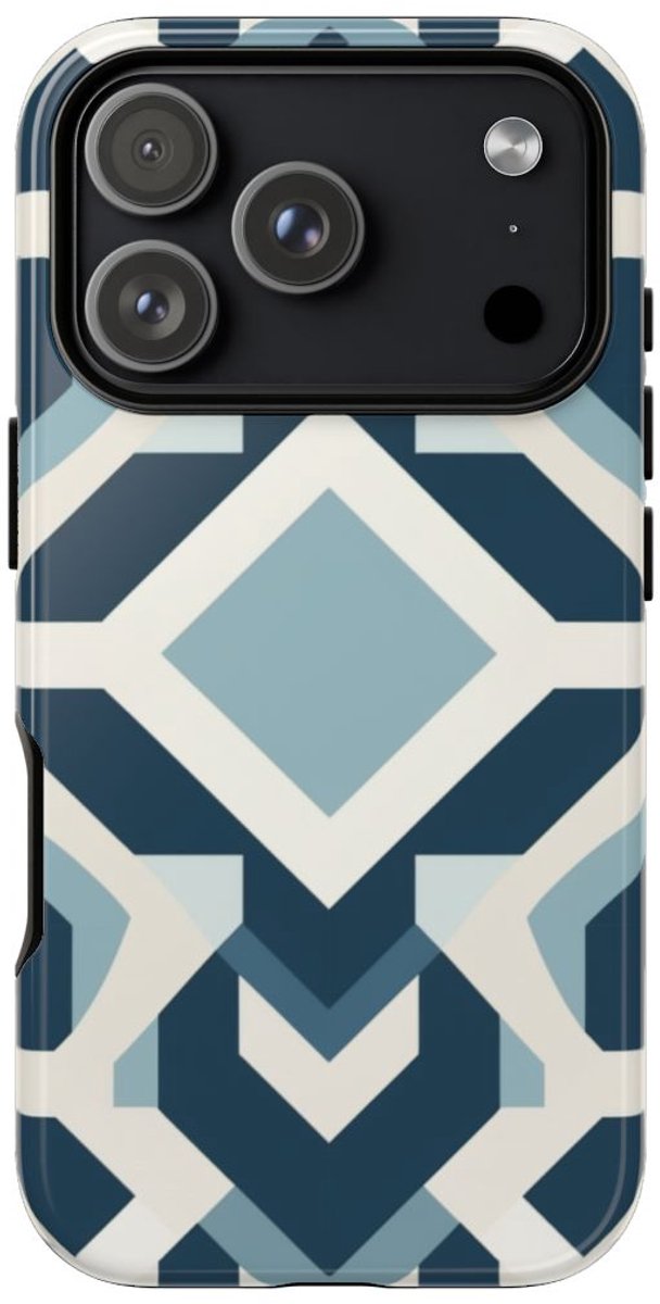 Blauw Geometrisch Patroon – Telefoonhoesje Geschikt voor iPhone 17 Pro