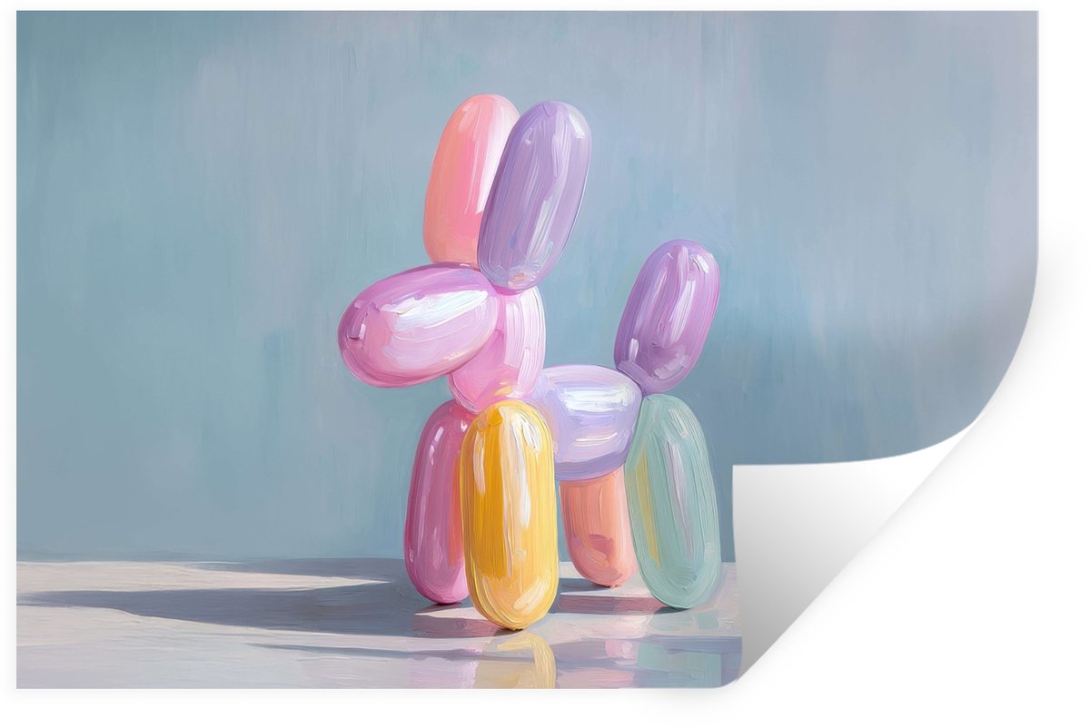 Muurstickers - Sticker Folie - Dier - Ballon - Pasteltinten - Glanzend - 120x80 cm - Plakf