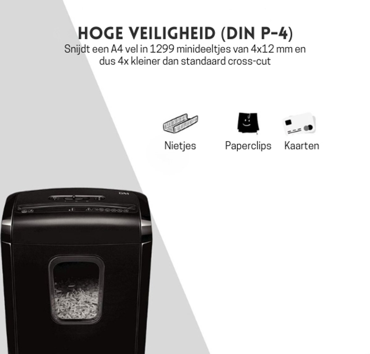 Intelectro Papierversnipperaar - Papierversnipperaar met Kruissnede voor Thuis & kantoor - Versnippert Papier & Creditcards - Versnippert Papier in Kleine Delen - 13L Opvangbak - 6 Vellen/Keer - Zwart - Levering Sneller dan Aangegeven! thumbnail 5