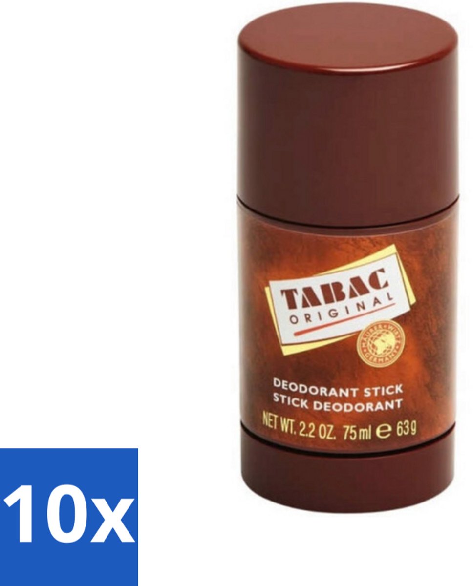 10 x Tabac Original Deodorant Stick 75 ml - Deodorant Stick - Mannelijke Geur - Langdurige Frisheid - Zweetbescherming - Pittige Geur
